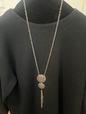 Ruby Rd. Silver-Tone Double Medallion Tassel Necklace